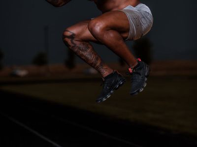 Athletic man in a training pose